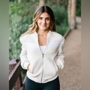 Zyia Active White Flying V Fleece Jacket